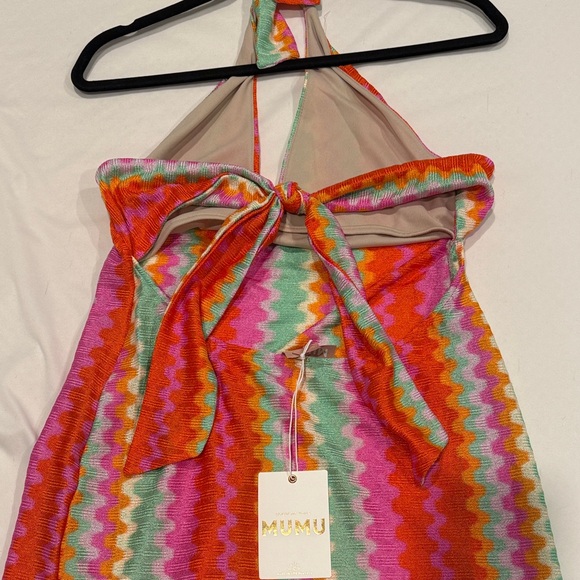 Show me your Mumu Colorful Halter Neck Dress with tie back  NWT - Picture 3 of 4